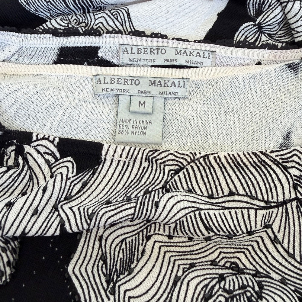 Alberto Makali Monochrome Floral Open Cardigan &‎ Tank Top Set Sz M Romantic - Picture 14 of 16